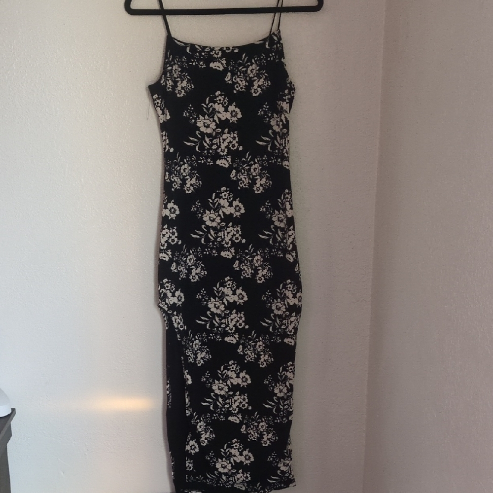 Floral Black and White Women's Dress